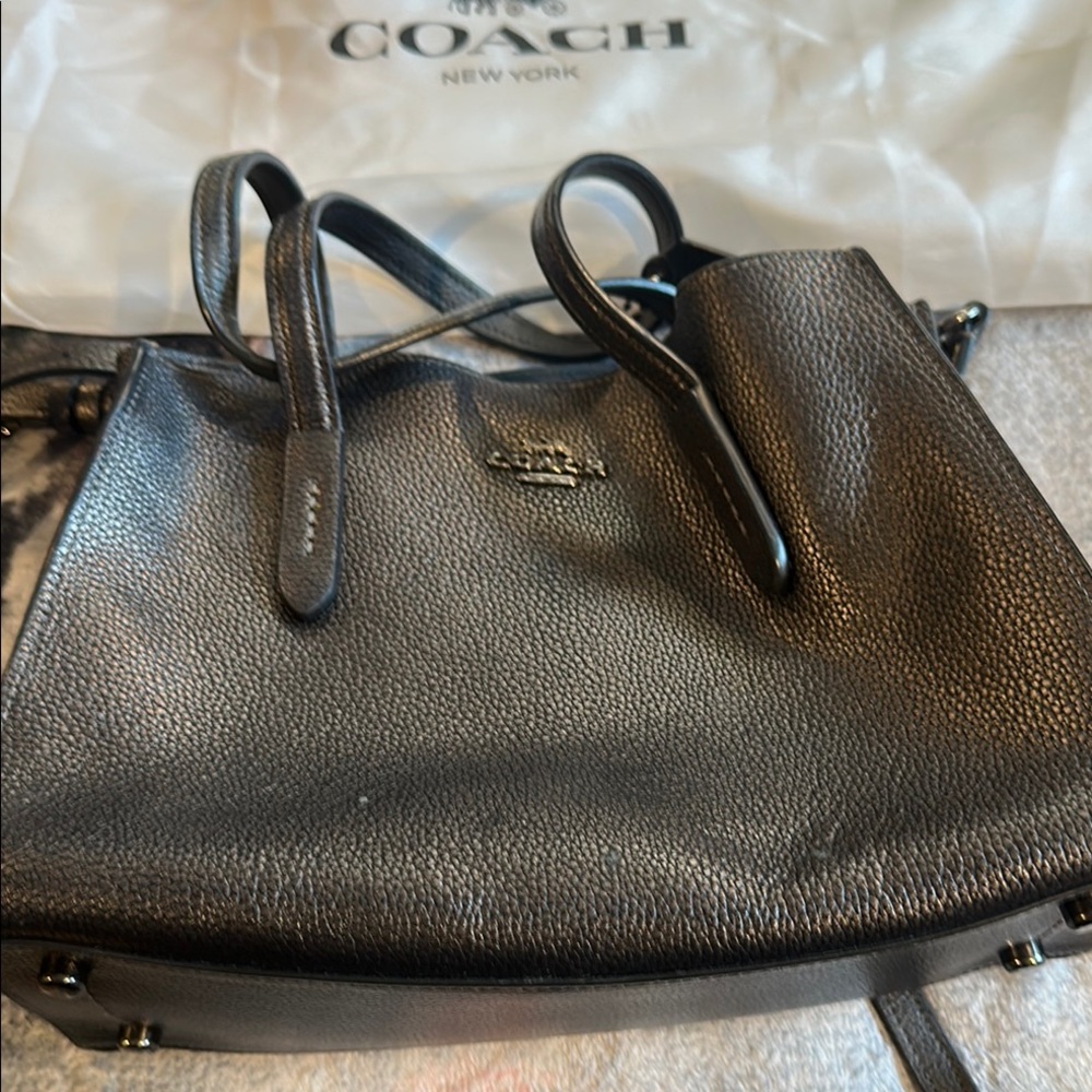 Coach Black Pebbled Leather Shoulder Bag